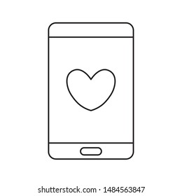 smartphone device with heart in screen