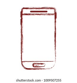 smartphone device icon in dark red blurred silhouette
