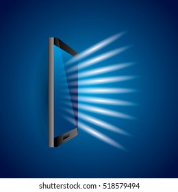 smartphone device icon over blue background. vector illustration