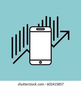 smartphone device icon over blue background. vector illustration