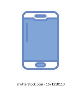 icono del dispositivo smartphone sobre fondo blanco, estilo de contorno azul, ilustración vectorial