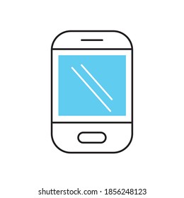 smartphone device icon over white background, half line half color style, vector illustration