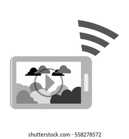 smartphone device icon over white background. vector illustration