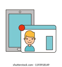 smartphone device with id young man
