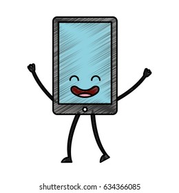 smartphone device kawaii character