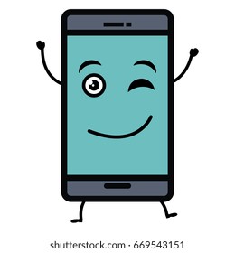 smartphone device kawaii character