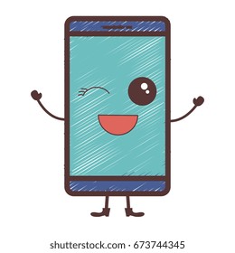 smartphone device kawaii character