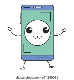 smartphone device kawaii character