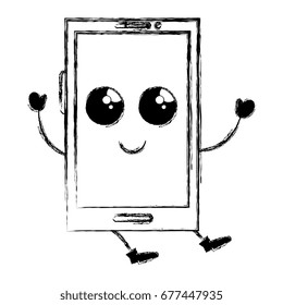 smartphone device kawaii character