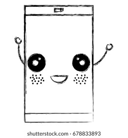 smartphone device kawaii character