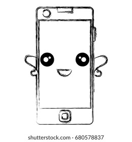 smartphone device kawaii character