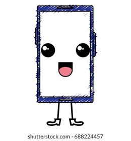 smartphone device kawaii character