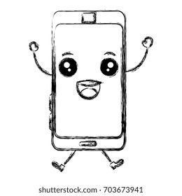 smartphone device kawaii character