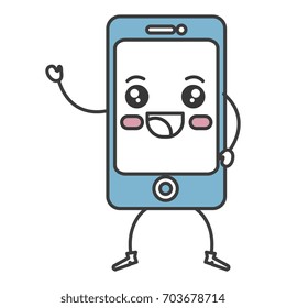 smartphone device kawaii character