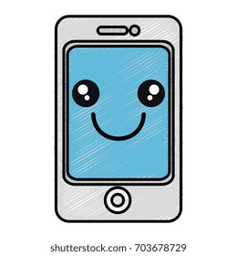 smartphone device kawaii character