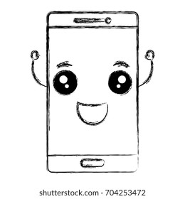 smartphone device kawaii character