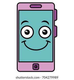 smartphone device kawaii character