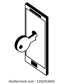 smartphone device with key isometric