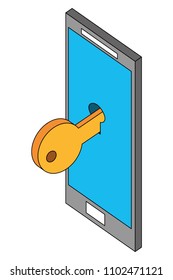 smartphone device with key isometric