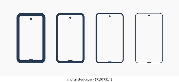 Smartphone device line vector icon. Touchscreen symbol. Digital technology silhouette icons set for web design. Tablet trend flat icon for app design. Modern gadget sign minimal flat linear icons