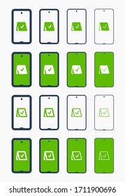 Smartphone device line vector icon. Touchscreen symbol. Reservation silhouette icons set for web design. Tablet done flat icon for app design. Modern gadget reserve sign minimal flat linear icons