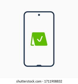 Smartphone device line vector icon. Touchscreen symbol. Reservation silhouette icons set for web design. Tablet done flat icon for app design. Modern gadget reserve sign minimal flat linear icons