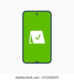 Smartphone device line vector icon. Touchscreen symbol. Reservation silhouette icons set for web design. Tablet done flat icon for app design. Modern gadget reserve sign minimal flat linear icons
