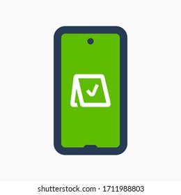 Smartphone device line vector icon. Touchscreen symbol. Reservation silhouette icons set for web design. Tablet done flat icon for app design. Modern gadget reserve sign minimal flat linear icons