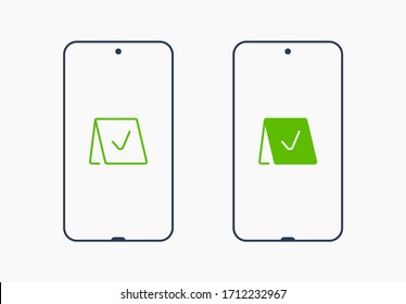 Icono vectorial de línea de dispositivo Smartphone. Símbolo de pantalla táctil. Iconos de silueta de reserva para el diseño web. El Tablet ha hecho un icono plano para el diseño de aplicaciones. Signo de reserva moderno gadget mínimo iconos planos lineales