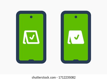 Smartphone device line vector icon. Touchscreen symbol. Reservation silhouette icons set for web design. Tablet done flat icon for app design. Modern gadget reserve sign minimal flat linear icons