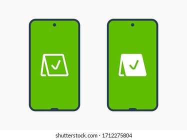Smartphone device line vector icon. Touchscreen symbol. Reservation silhouette icons set for web design. Tablet done flat icon for app design. Modern gadget reserve sign minimal flat linear icons