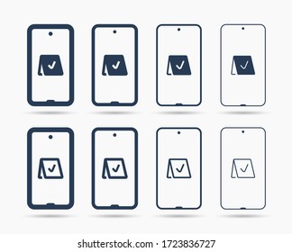 Icono vectorial de línea de dispositivo Smartphone. Símbolo de pantalla táctil. Iconos de silueta de reserva para el diseño web. El Tablet ha hecho un icono plano para el diseño de aplicaciones. Signo de reserva moderno gadget mínimo iconos planos lineales