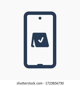 Smartphone device line vector icon. Touchscreen symbol. Reservation silhouette icons set for web design. Tablet done flat icon for app design. Modern gadget reserve sign minimal flat linear icons