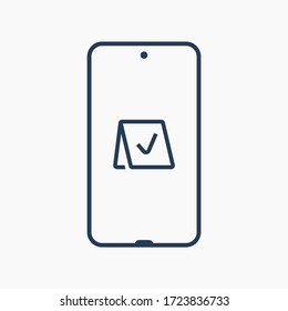 Smartphone device line vector icon. Touchscreen symbol. Reservation silhouette icons set for web design. Tablet done flat icon for app design. Modern gadget reserve sign minimal flat linear icons