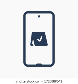 Smartphone device line vector icon. Touchscreen symbol. Reservation silhouette icons set for web design. Tablet done flat icon for app design. Modern gadget reserve sign minimal flat linear icons