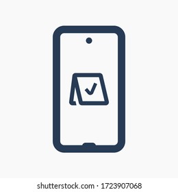 Smartphone device line vector icon. Touchscreen symbol. Reservation silhouette icons set for web design. Tablet done flat icon for app design. Modern gadget reserve sign minimal flat linear icons