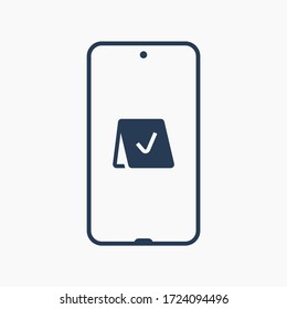 Smartphone device line vector icon. Touchscreen symbol. Reservation silhouette icons set for web design. Tablet done flat icon for app design. Modern gadget reserve sign minimal flat linear icons