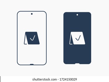 Icono vectorial de línea de dispositivo Smartphone. Símbolo de pantalla táctil. Iconos de silueta de reserva para el diseño web. El Tablet ha hecho un icono plano para el diseño de aplicaciones. Signo de reserva moderno gadget mínimo iconos planos lineales