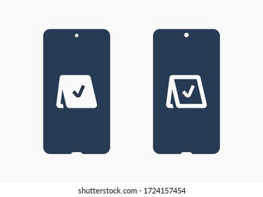 Smartphone device line vector icon. Touchscreen symbol. Reservation silhouette icons set for web design. Tablet done flat icon for app design. Modern gadget reserve sign minimal flat linear icons