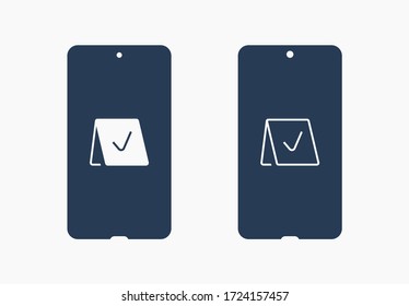 Icono vectorial de línea de dispositivo Smartphone. Símbolo de pantalla táctil. Iconos de silueta de reserva para el diseño web. El Tablet ha hecho un icono plano para el diseño de aplicaciones. Signo de reserva moderno gadget mínimo iconos planos lineales
