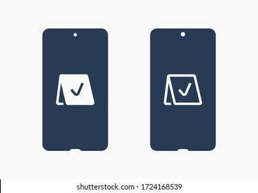 Smartphone device line vector icon. Touchscreen symbol. Reservation silhouette icons set for web design. Tablet done flat icon for app design. Modern gadget reserve sign minimal flat linear icons