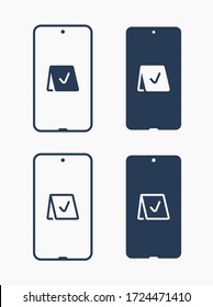 Smartphone device line vector icon. Touchscreen symbol. Reservation silhouette icons set for web design. Tablet done flat icon for app design. Modern gadget reserve sign minimal flat linear icons