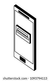 smartphone device with login password isometric icon