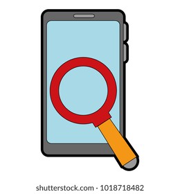 smartphone device with magnifying glass