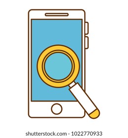 smartphone device with magnifying glass
