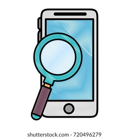 smartphone device with magnifying glass