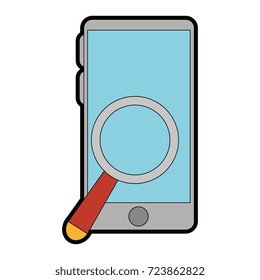 smartphone device with magnifying glass