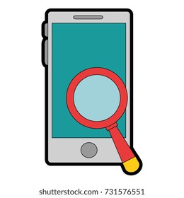 smartphone device with magnifying glass