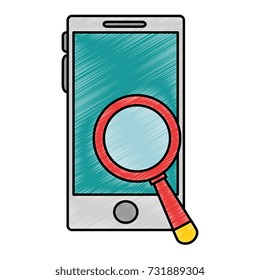 smartphone device with magnifying glass