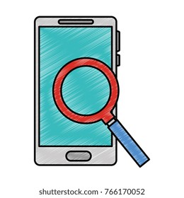 smartphone device with magnifying glass